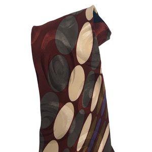 Daniel Craig Maroon Multicolored Abstract Print Silk Tie